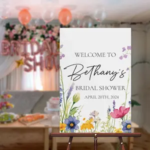 Wildflower Bridal Shower Sign, Wildflowers Theme, Floral Acrylic Welcome, Personalized Brunch