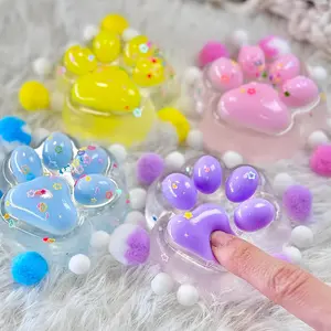 Cat Paw Squeeze Toys,Cute Kawaii Squishies,Fur Ball,Jelly Kitty Paw Squishy
