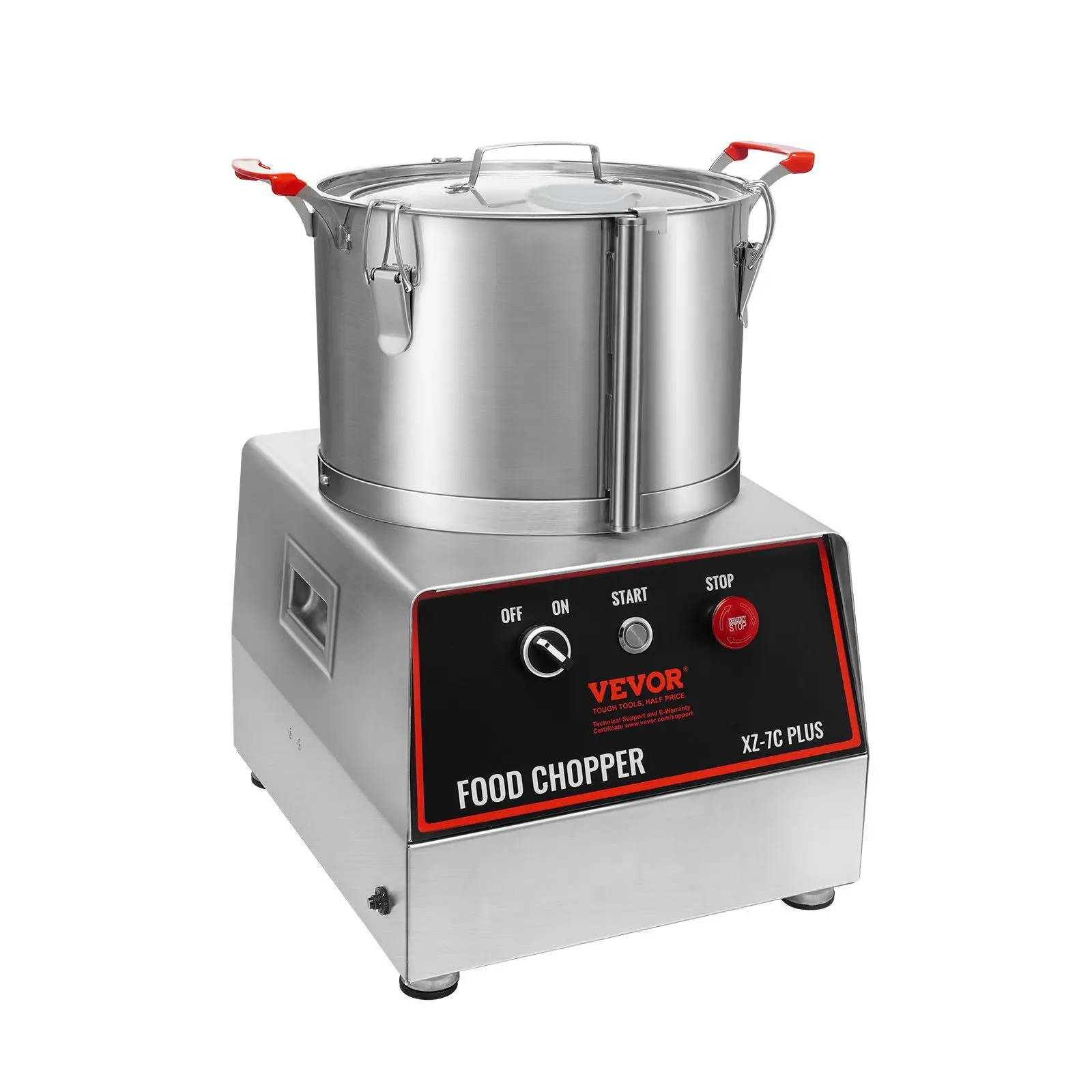 VEVOR 7-Quart Stainless Steel Food Processor & Vegetable Chopper, 750W with 2 S-Curve Blades, 1720 r/min Average Rotation Speed, Multifunctional Kitchen Appliance for Hotels, Snack Bars