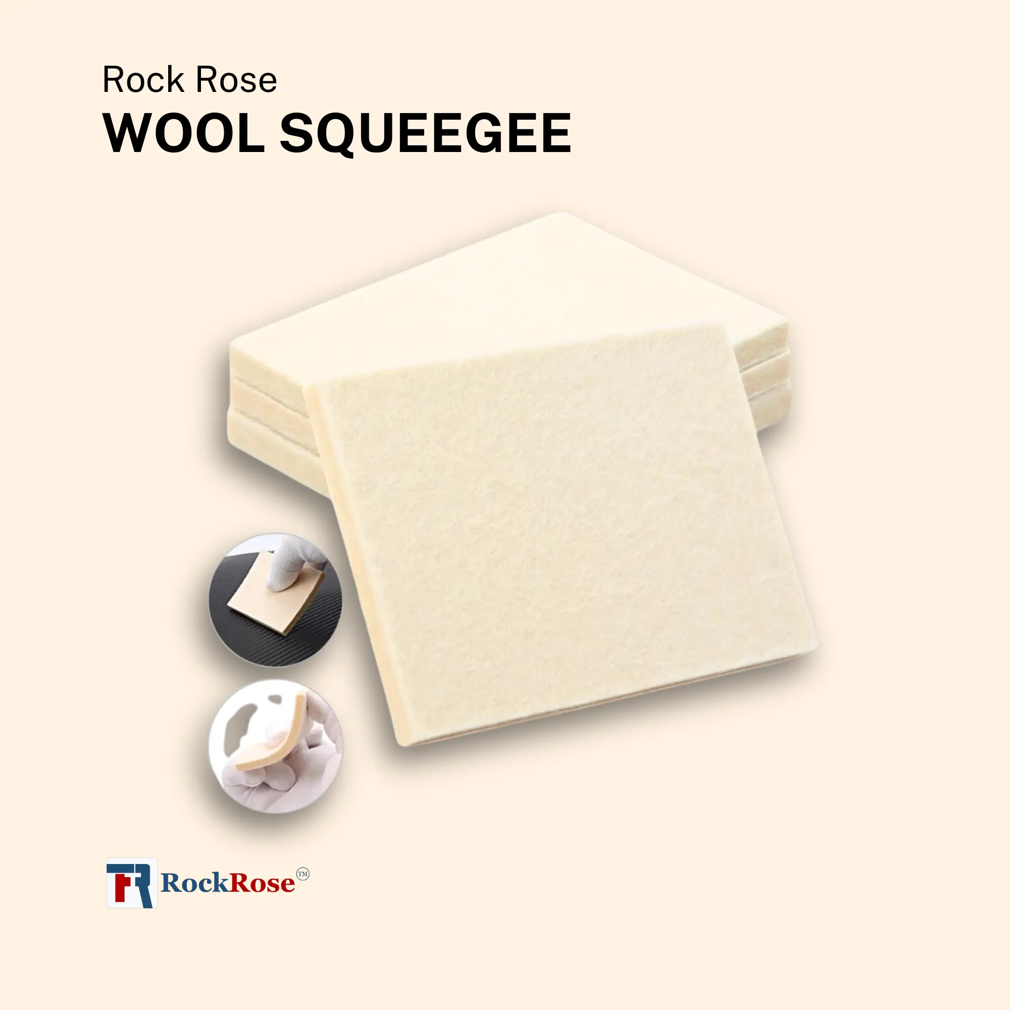 Rockrose Pure Wool Squeegee for Smooth and Scratch-Free Cleaning of Vinyl, Delicate Surfaces and More