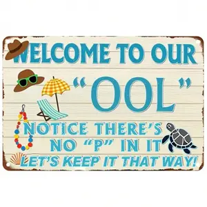 1pc Funny Metal Pool Sign – Rustic Humorous Wall Decor for Swimming Pool, Garden, Patio, Outdoor Yard Decoration