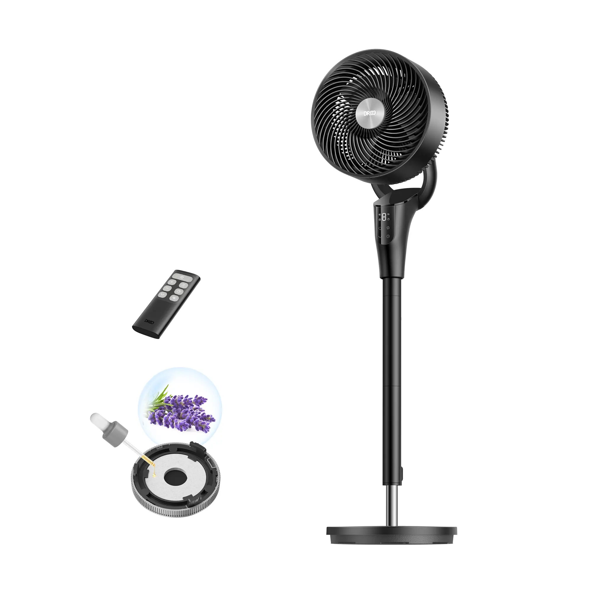 DREO 2026 Upgraded DC Motor Cooling Fan, 90ft Airflow, 20dB Quiet Standing Fan for Bedroom & Children to Stay Cool, 90° Oscillation, 8+ Speeds, 3 Modes, 38-42in Height, 105° Manual Vertical Tilt, 8H Timer, Remote Control, Mute Beep Touch Function, 90Ft Ro