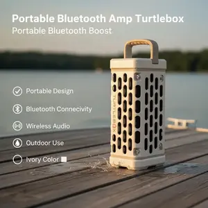 Turtlebox Ranger Portable Bluetooth Amplifier, Ivory Wireless Audio Amplifier for Outdoor Use