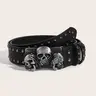 Women's Belt Leather Skull Buckle Belt, Waist Band for Jeans, Punk Belt, Alt Belt, Black Studded Belts for Women, Y2k Skull Belts, Punk Style Belt, Fashion Belts, Street Style Belt, All Seasons Wear, Studded Details