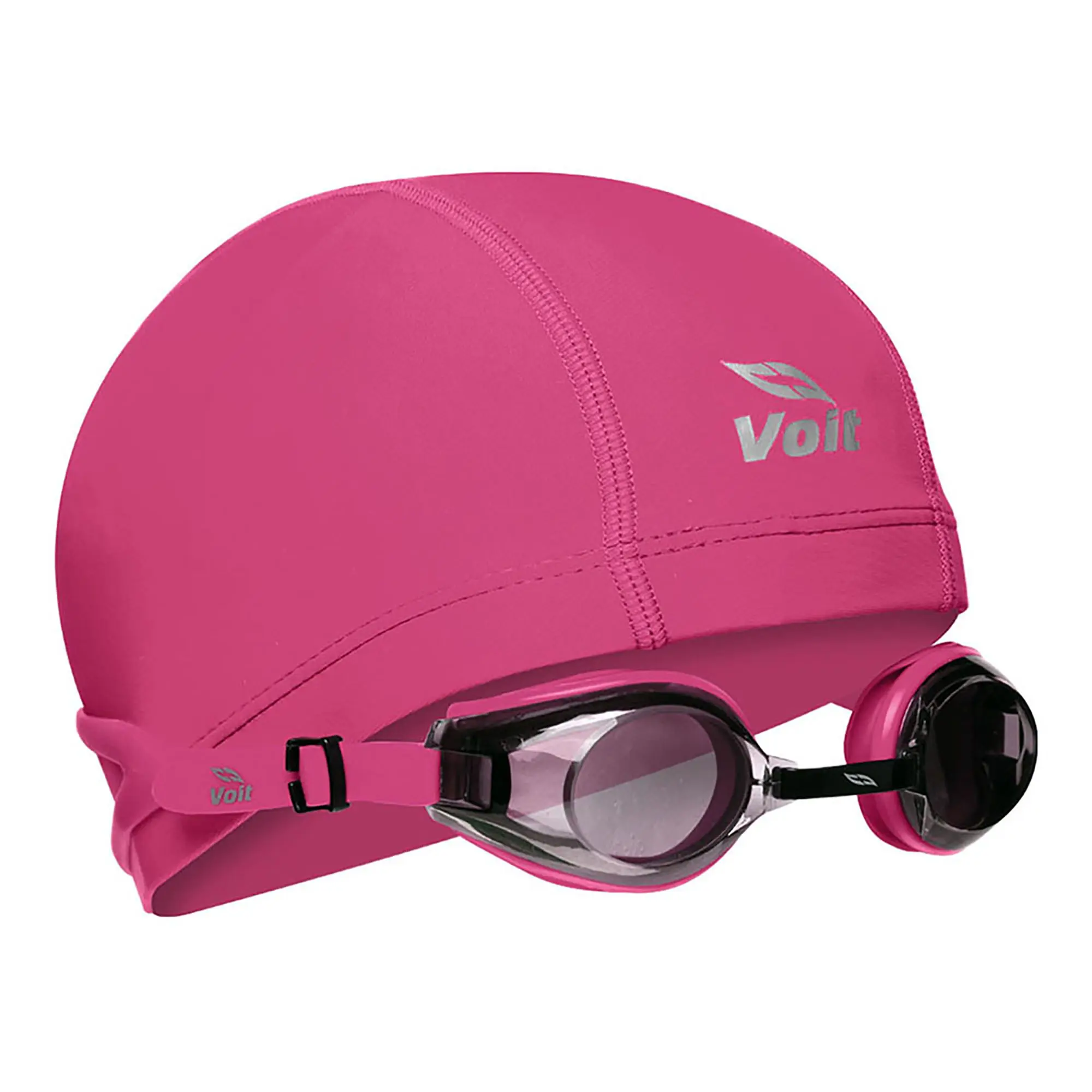 Voit Adults' Complete Protection Sport Swimming Set - Swim Cap, Swim Bonnet, Goggles for Training & Recreation, Pink, Swimmingcap, Vibrant