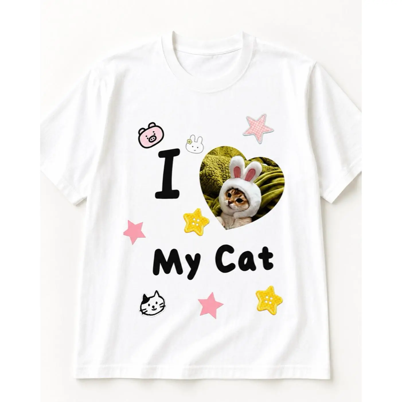Personalized Photo T-Shirt Custom Design for Pet Family or Couple Photos Available in Black and White Sizes S to XXXL