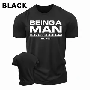 Gymish Men's Workout T-Shirt, Being A Man Is Necessary Lifting Tee, Tactical Fitness Gym Apparel
