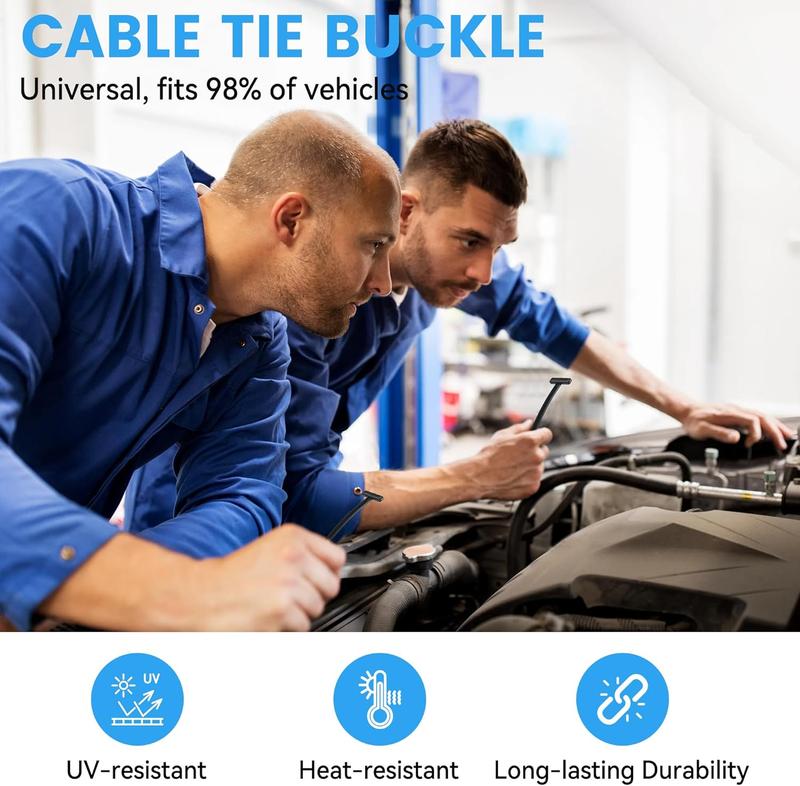 VIWAVE 100 Pcs Nylon Universal Cable Ties - UV Resistant Zip Ties with Pin & Button Design for Car, Daily Repairs & Bumper Clips