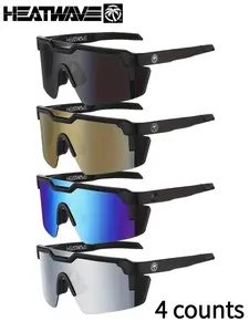 4 Counts Heatwave Style Cycling Sunglasses, Uv400 Protection, Windproof Sports Goggles, for Men Women, Outdoor Biking, Driving, Fishing