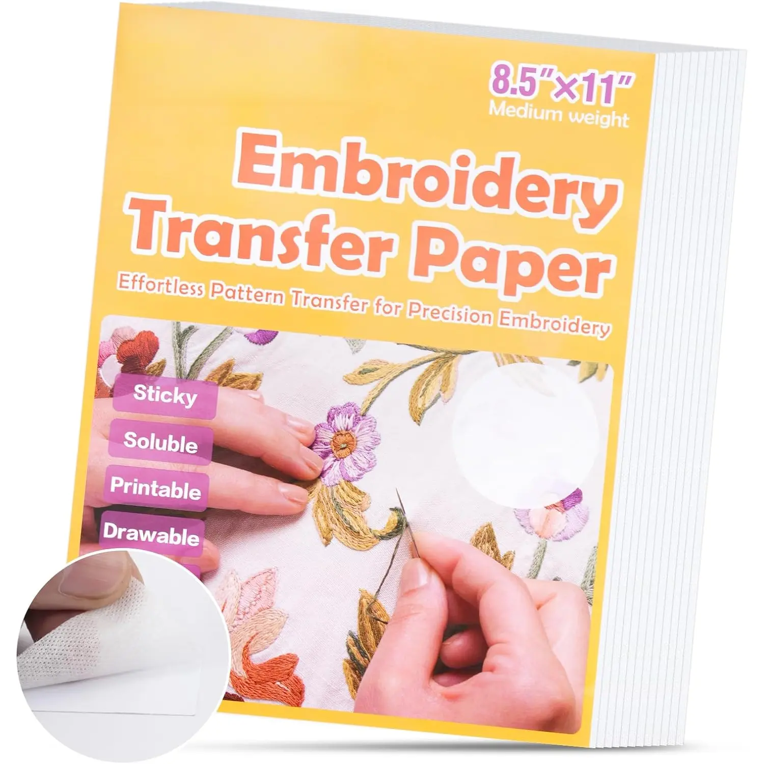 12 count Water Soluble Embroidery Paper, 8.5"X11" Stick and Stitch Embroidery Transfer Paper, Wash Away Stabilizer for Embroidery, Embroidery Paper Wash Away Printable