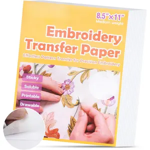 12 count Water Soluble Embroidery Paper, 8.5"X11" Stick and Stitch Embroidery Transfer Paper, Wash Away Stabilizer for Embroidery, Embroidery Paper Wash Away Printable
