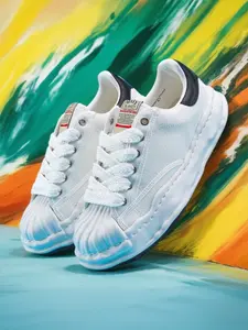 2026 Summer Breathable Denim Blue Sneakers, a niche design shell toe dissolved shoe that makes you look taller and thinner, perfect for both commuting and going out on the street