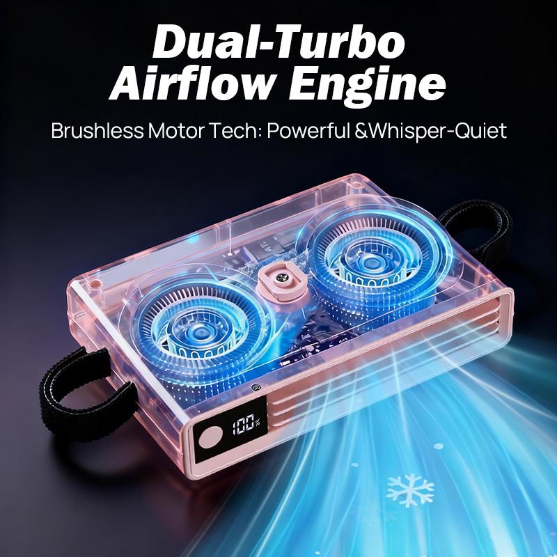 JOYTUTUS 2026 Car Seat Fan USB Plug-in Dual Turbo High Wind Power 3-Speed Adjustment Magic Tape Easy Install Universal Fit ABS Material Black Pink