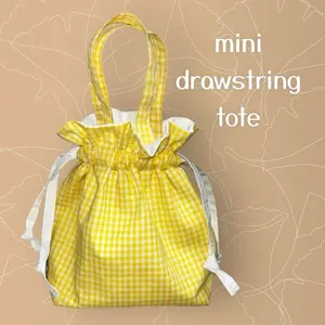 Handmade Mini Ruffle Tote Bag – Yellow Gingham Aesthetic Purse | Custom Fabrics Available | Spring & Summer Fashion Trends