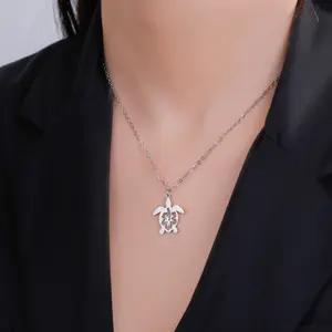 1 Piece Stainless Steel Turtle Necklace Beach And Ocean Vacation Style For Women, Suitable For Daily Wear, Gifts, Fashion Accessories