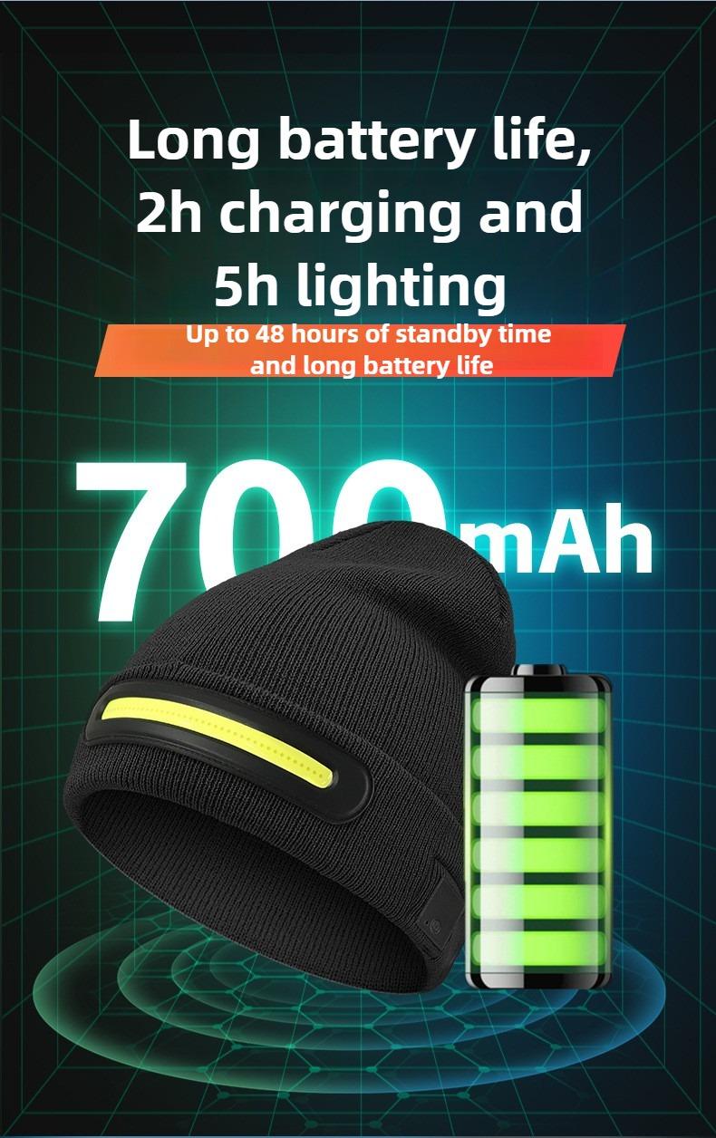 Bluetooth LED Woolen Hat – USB Rechargeable Unisex Winter Hat with Lights for Men, Women & Teens, Perfect Christmas & Birthday Gift, Stocking Stuffer – Black usb-c fast charging