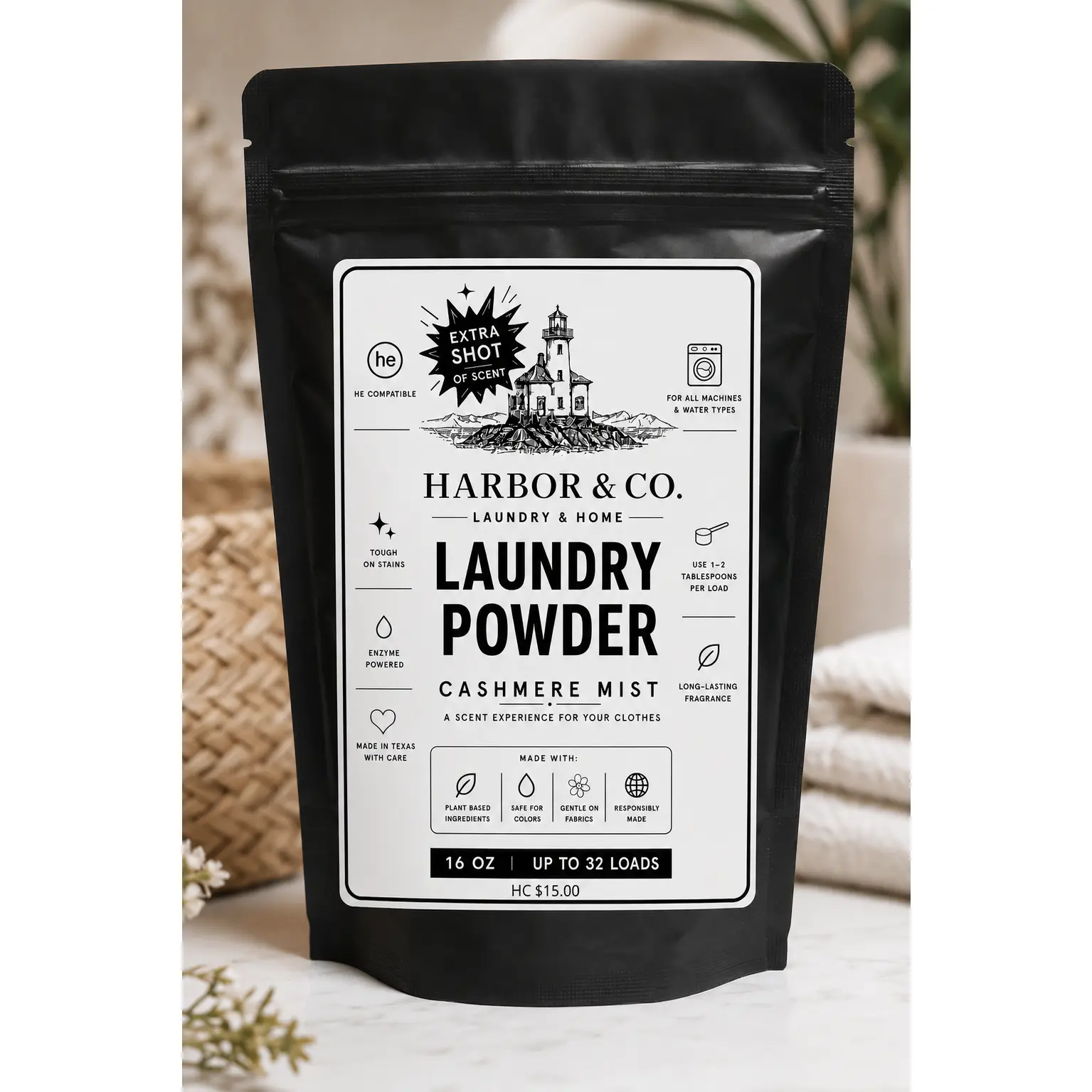 Cashmere Mist Luxury Aroma Laundry Powder - Ultra-Scent, Extra-Shot Household Cleaner