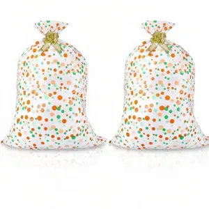 2Pcs Large Gift Bags 36'' x 48'' for Birthday Wrapping Gifts Jumbo Plastic Storage Bags with 2 Rolls Pull Flowers for Valentines Day Bridal Baby Shower Birthday