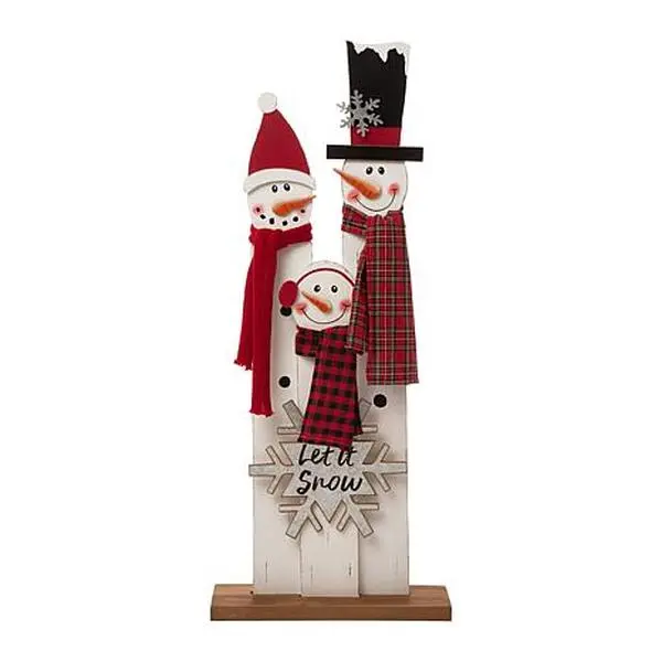 Glitzhome 35.5" H Wooden Snowman Family Porch Decor