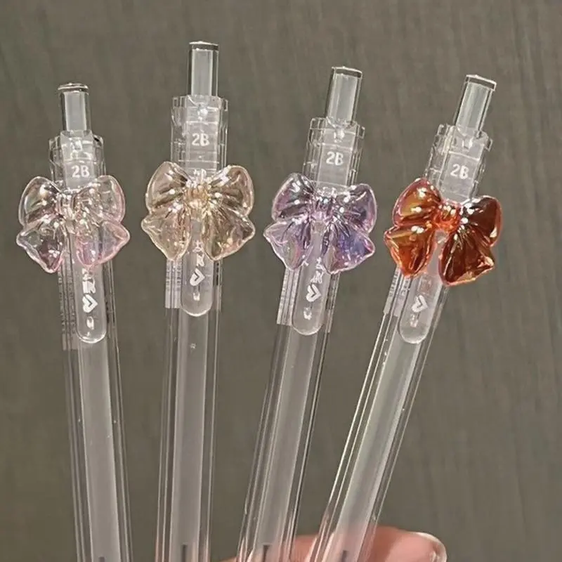 Mechanical Pencil 0.5/0.7mm 2B Refill Automatic Pencils Cute Transparent Color Bowknot School Office Supplies Stationery Gift