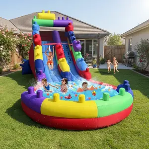 22ft X 10ft Grade Inflatable Water Slide For Kids With Big Splash Pool Garden Backyard Water Slide And Swimming Pool Summer Splash Party Block Theme Water Slide Birthday Party Events