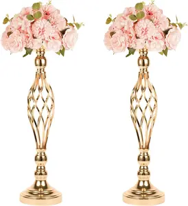 2 count Metal  Candle Holders Road Lead Table Centerpiece Stand Pillar Candlestick for Wedding Candelabra  Vases