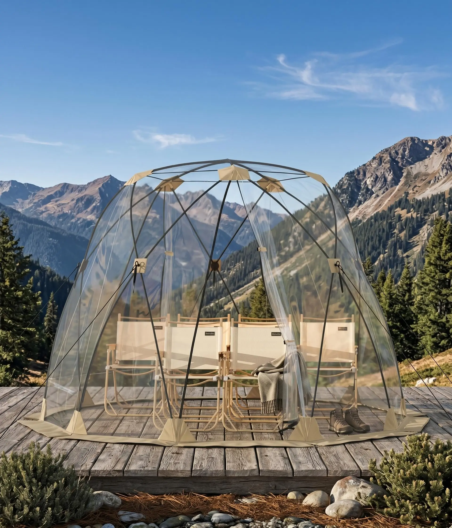 10x10 FT Instant Clear Bubble Tent, 6-8 Person All-Weather Rain Shelter for Patio Sports Camping