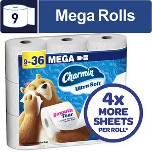 Charmin Ultra Soft Toilet Paper, 12 Mega Rolls, 2-Ply Bath Tissue