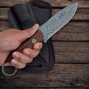 Custom Handmade Fixed Blade Hunting Knife - 9 Inch hand Forged Full Tang Knives For Hunting, Outdoor Camping, Hiking, Fishing, Bushcraft Knives With Leather Sheath