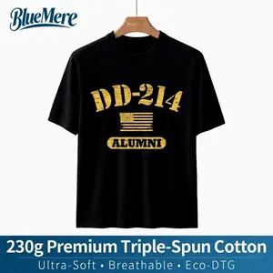BlueMere DD-214 Alumni T-Shirt Heavyweight 230g Pure Cotton Premium Breathable DTG Digital Print Military Veteran Gift for Dad or Husband Eco-Friendly Menswear Top with Stunning Graphics and Loose Fit