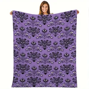 Cozy Halloween Haunted House Flannel Blanket - Soft, Spooky, and Warm Throw for Travel, Sofa, Bed, Office, and Home Decor - Perfect Gift for Boys, Girls, and Adults All Year Round