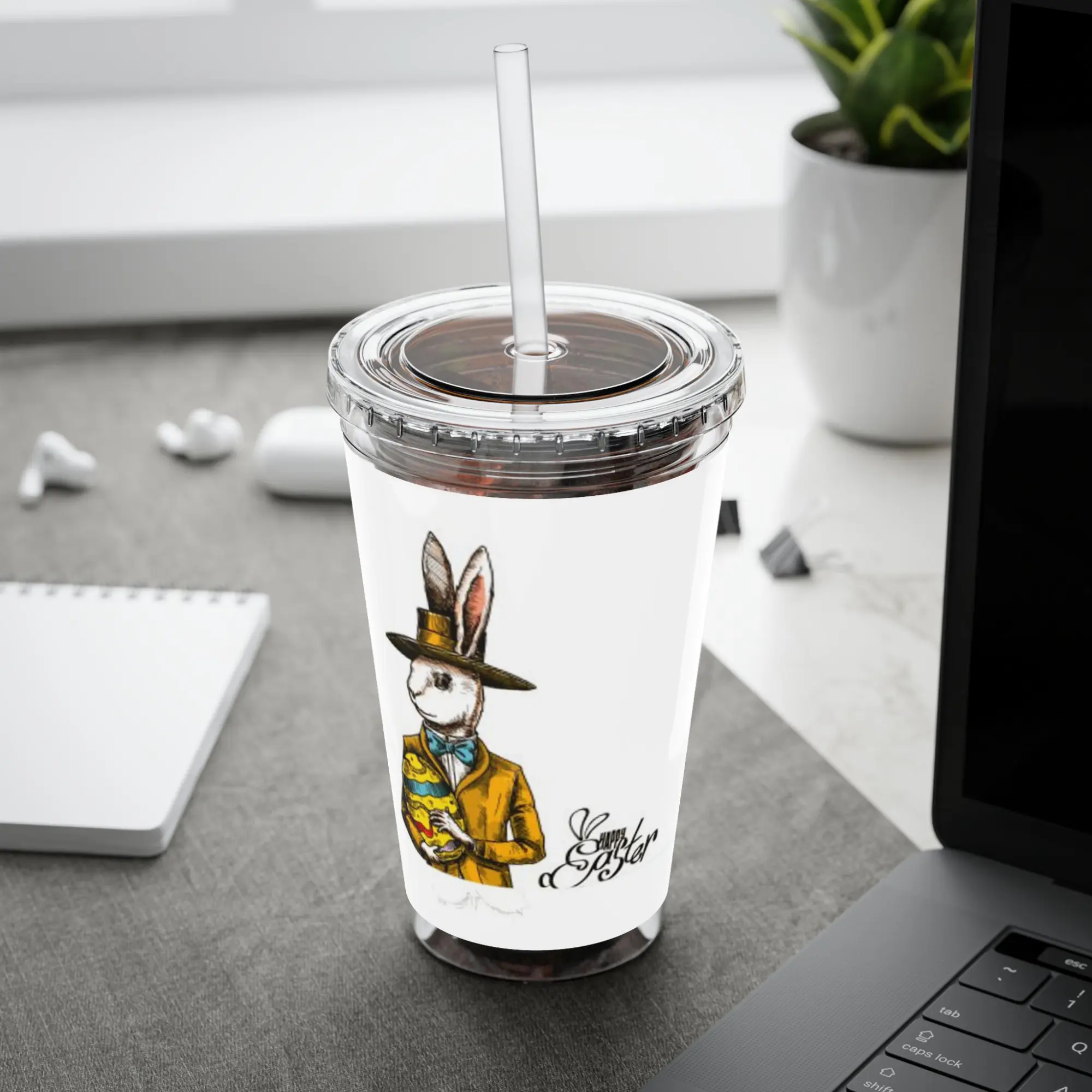 Whimsical Rabbit Acrylic Tumbler: Easter Spring Drink Cup