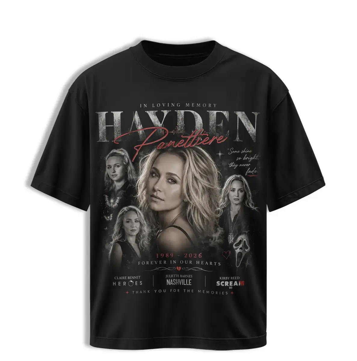 Hayden Panettiere Memorial Tribute Tee RIP Hayden Panettiere Forever In Our Hearts Memorial Shirt Tribute Tee Vintage Hayden Panettiere Graphic Top Retro In Loving Memory Streetwear Angel Wings Apparel