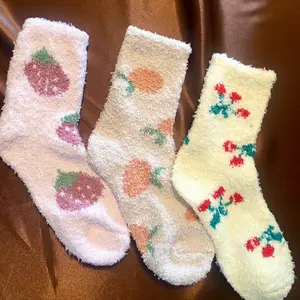 Fuzzy Fruit Socks - Strawberry, Orange, Cherry