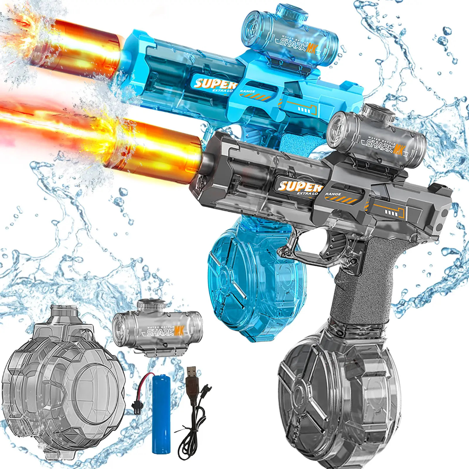 Automatic Electric Water Gun with Muzzle Flash,Powerful Squirt Guns Pistol for Adults Kids, Auto Water Blaster Pistol Outdoor Summer Toys for Pool Bea