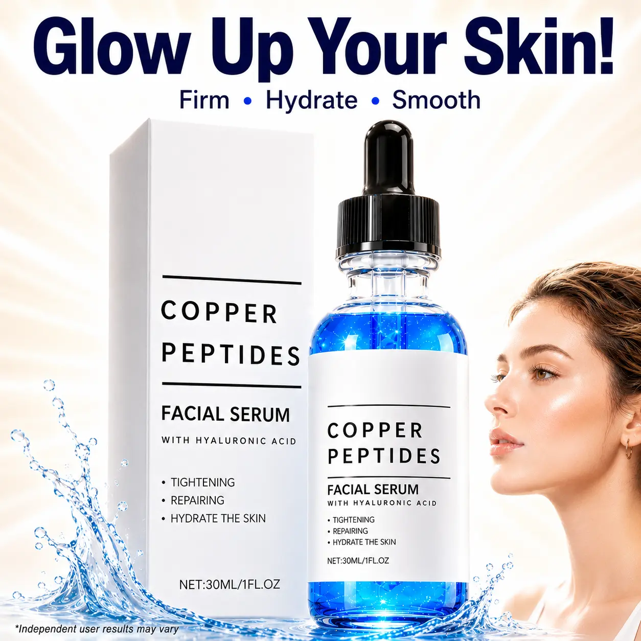 GHK-Cu Copper Peptide Moisturizer for a Youthful Glow and Firmer Looking Skin, Targets Dullness and Uneven Texture, 30 ml