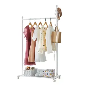 Garvee Multifunctional Robust Clothes Rack on Wheels, Stable Metal Clothes Rail with Luggage Shelf, Space-Saving Coat Rack for Bedroom Laundry Room, 86 x 43 x 170 cm, White