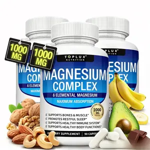 Magnesium Blend Capsules 1000mg Glycinate Citrate Taurate Malate Complex Formula Easy Absorption Bone Strength Muscle Support 90 Counts Natural Dietary Supplement for Body Wellness
