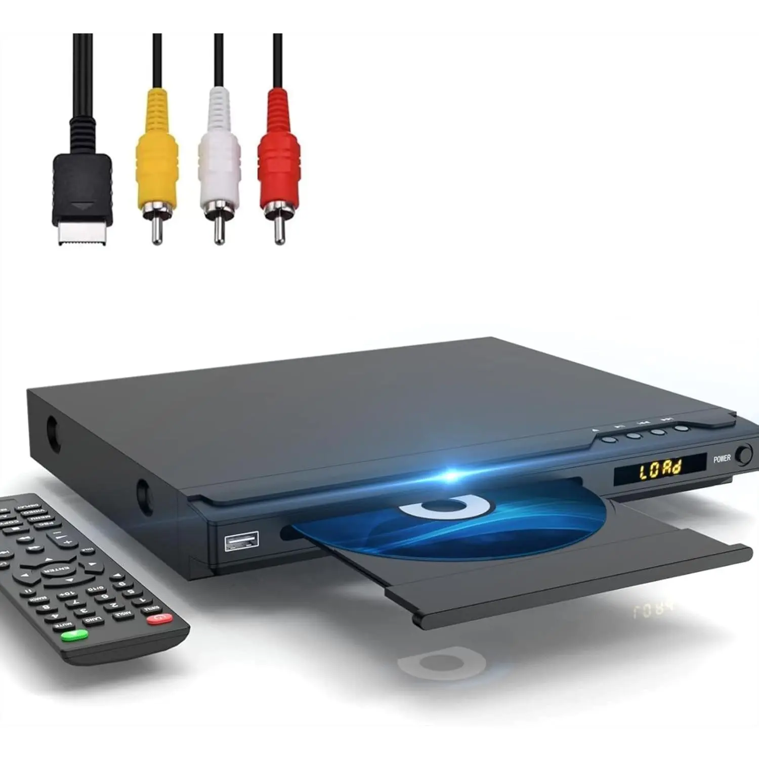 Compact All Region Free CD DVD Player for TV with HDMI, RCA Cable, Remote Control, Dual Microphone Ports, USB Input, NTSC/PAL System Support