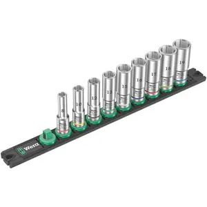 WERA 05005440001 MAGNETIC SOCKET RAIL B DEEP 1 SOCKET SET, 3/8" DRIVE, 9 PIECES