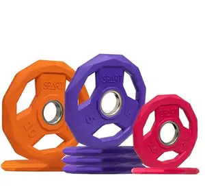 SPART Color Coded 35LB Olympic Grip Plate 2-Inch Rubber Coated Solid Cast Iron for Barbell Strength Training & Weightlifting with High Density Rubber Coating and Easy Grip Features