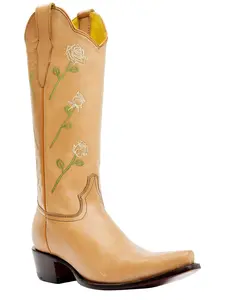 Planet Cowboy Women's Saharan Dozen Roses Western Boot Snip Toe - Rose112c-Tan