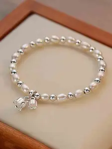 1 Piece of French Retro Bell Orchid Artificial Pearl Bead Bracelet for Women, Simple and Elegant Daily Versatile Party Vacation Bracelet