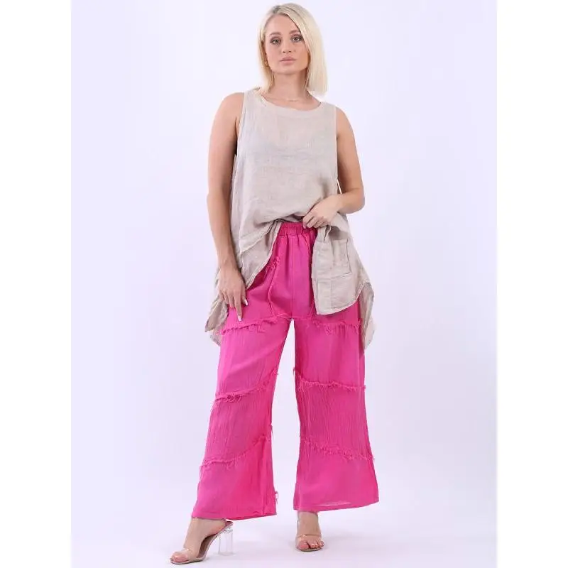 Solid Linen Wide Leg Ladies Hopsack Trouser