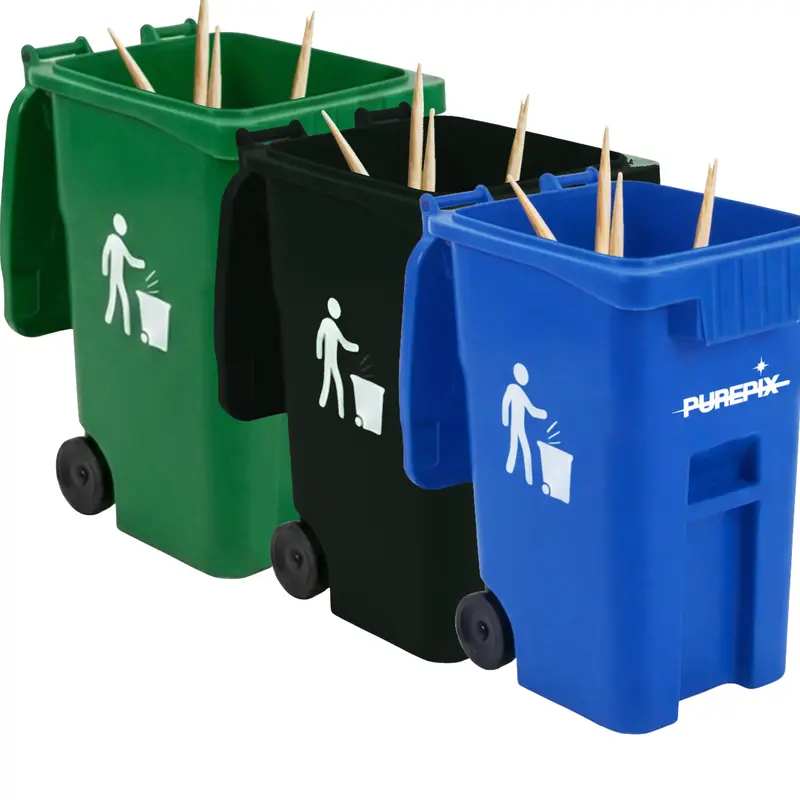 PurePix Green Bin - Mini Trash Bin for Flavored Toothpicks - Mini Desk Trash Can with Lid - Cute Toothpick Disposal Bin - Easy to Clean & Odor-reducing - Wastebaskets