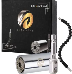 3PC Set Universal Socket (7-19mm) + Flexible Drill Bit Extension Flexible