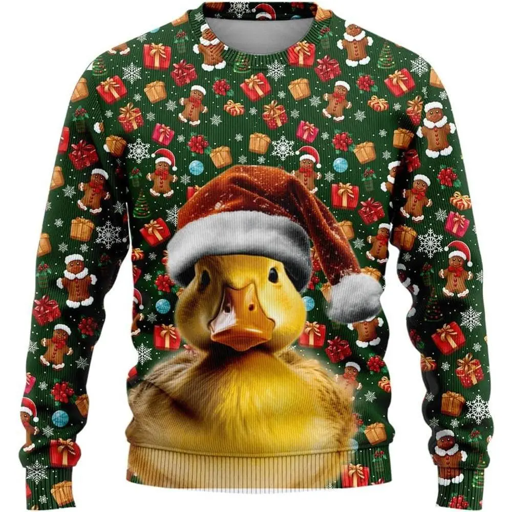 Animal Ugly Christmas Sweatshirt For Women, 3D Gingerbread Cookie Sweater Mens Funny Xmas Shirts (HN
