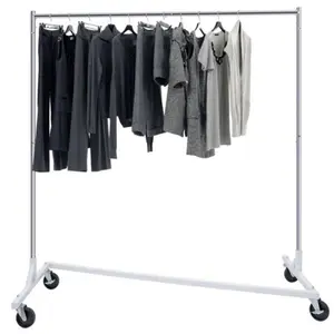 ZENSTYLE Durable Sturdy Heavy-Duty Carbon Steel Collapsible Rolling Clothes Rack with Wheels, 100kg Capacity Indoor Coat Rack for Laundry & Accessories, Durable Sturdy Rack