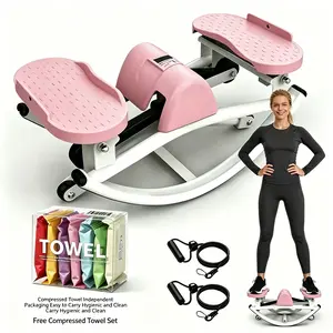 Foldable Steel Frame Twist Stair Stepper, Home Gym Equipment with Resistance Bands, Anti-Slip Pedals, LCD Monitor, 330 LBS Capacity for Cardio & Upper Body Workouts