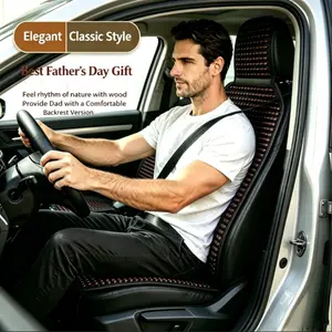 Father's Day Gift Choice, Car Wood Bead Seat Cushion Backrest Set, Breathable Cooling Massage, Universal Fit, Say Goodbye to Hot Seats